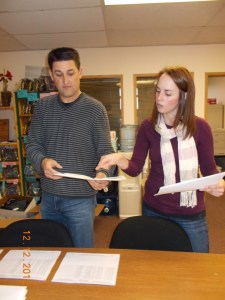 Stuffing the packets - Jeff and Stacey help stuff all the packets.