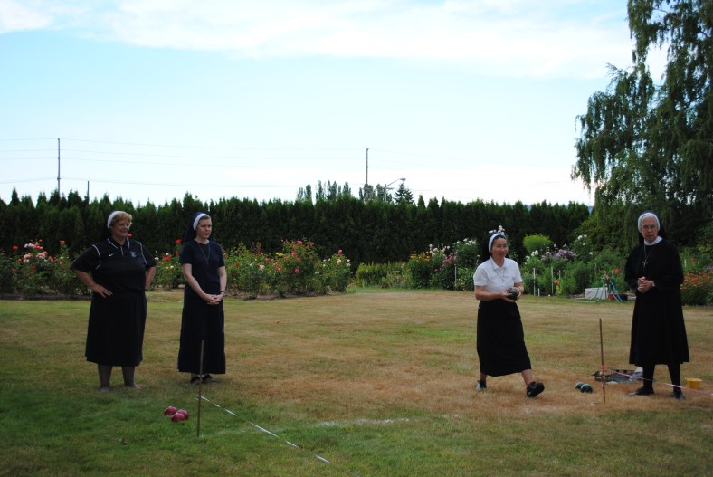 Sister Krista and Sister Alison await their turn