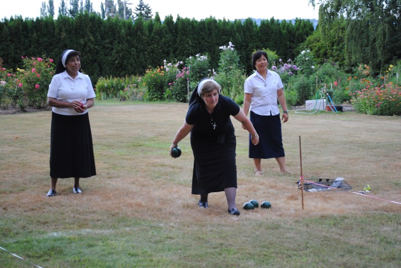 Sister Adele Marie Altenhofen takes her turn