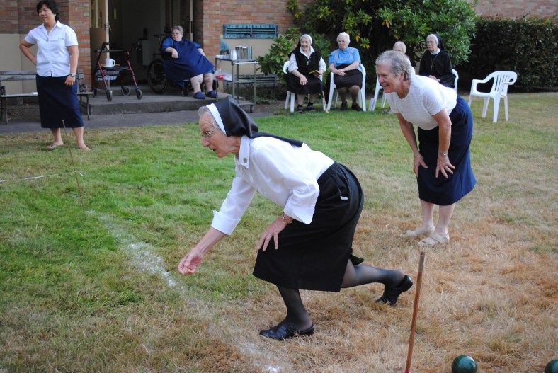 Sister John Therese Miller shows her form