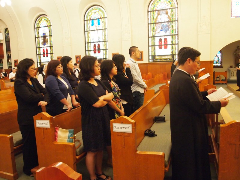 Family of Sister Anna Nguyen gather for her reception as a Novice with the Sisters of St. Mary of Oregon August 11, 2013 at the Sisters Chapel in Beaverton, OR
