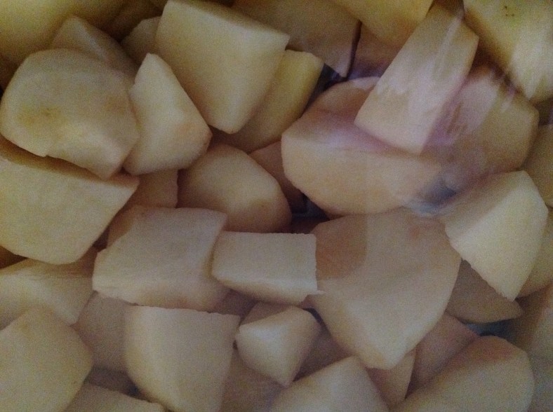 Potatoes all cut up and ready to cook