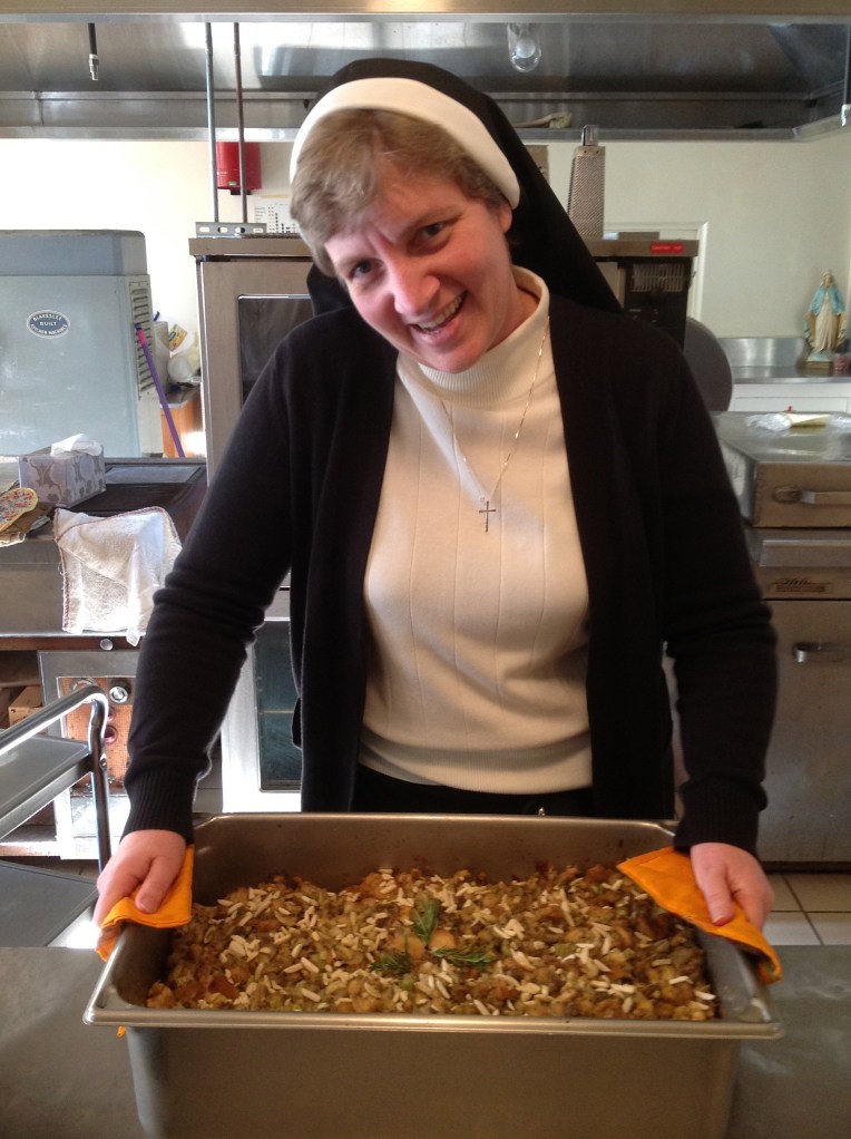 Sister Adele Marie shows off her stuff(ing)