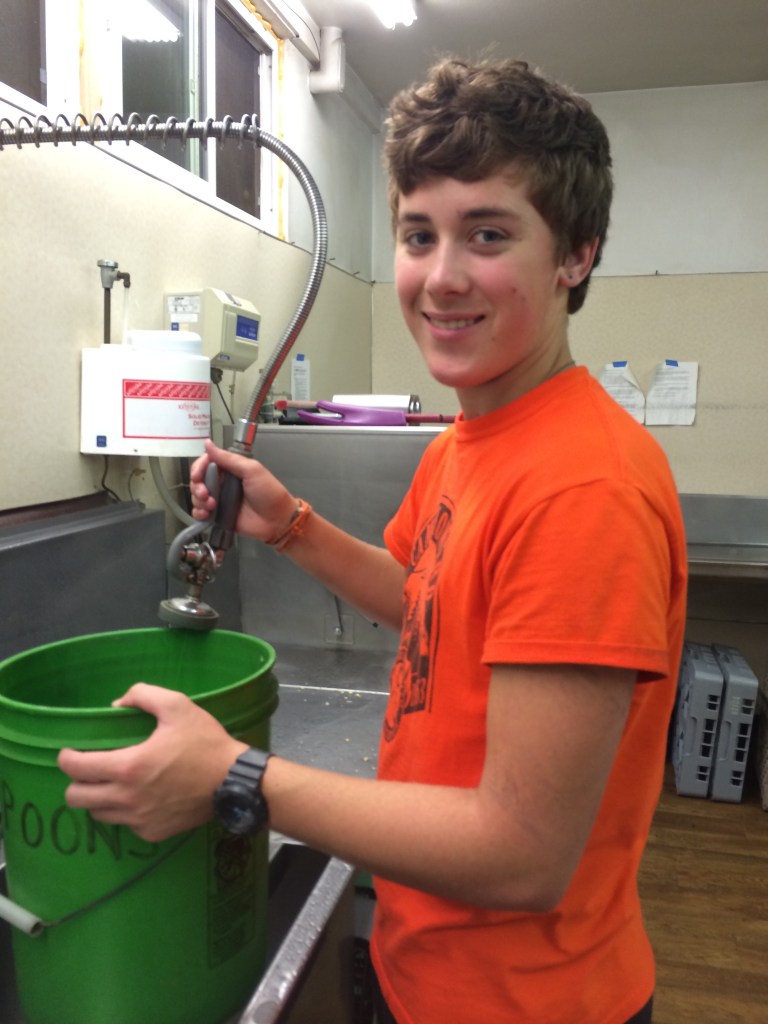 John is thrilled to have the opportunity to wash dishes at camp this summer!
