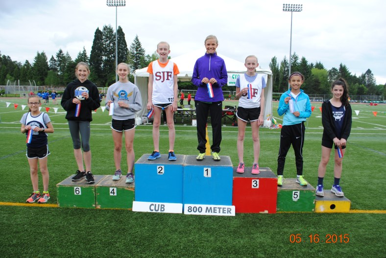 Cub Girls 800 Meter Run winners at the CYO Meet of Champions 2015
