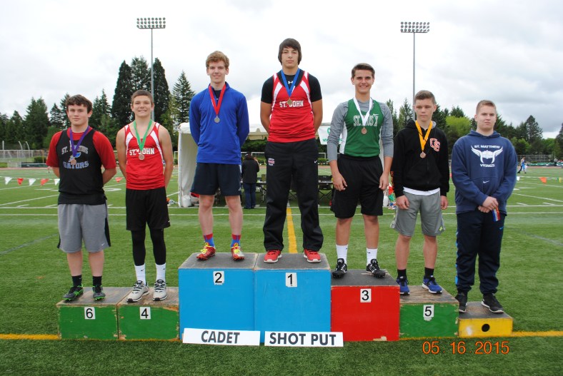 2015 Winners in the CYO Cadet Boys Shot Put at the CYO Meet of Champions 2015