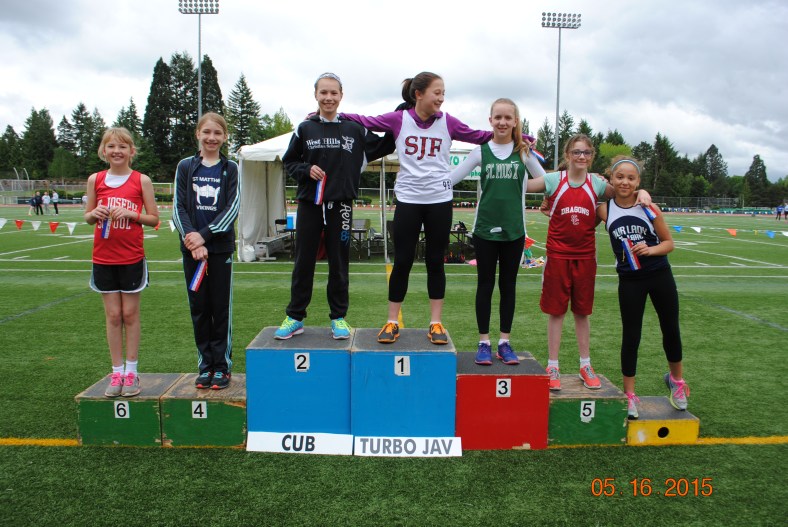 Winners in the Cub girls Turbo Javelin at the CYO Meet of Champions 2015