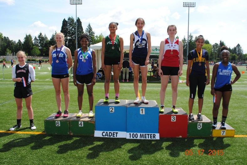 Cadet Girl 100 Meter Dash winners CYO Meet of Champions 2015