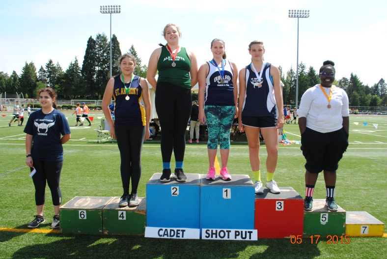 CYO Cadet Girls Shot Put winners at the CYO Meet of Champions 2015