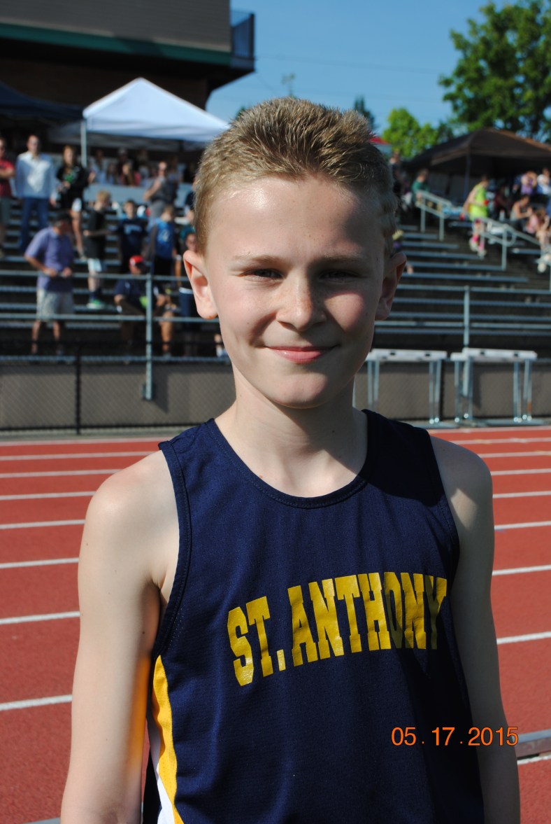 Jeffery Rogers from St. Anthony wins the Cub Boys Turbo Javelin at the CYO Meet of Champions 2015