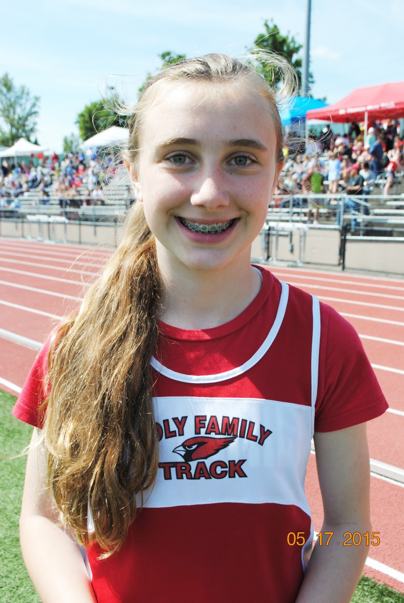Kate Collins from Holy Family won the 2015 Cub Girls Long Jump Championship at the CYO Meet of Champions.