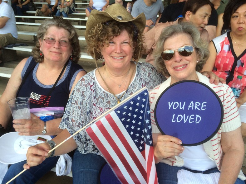 Karen, Claire and Judy enjoy the Mollalla Buckaroo on the Fourth of July.