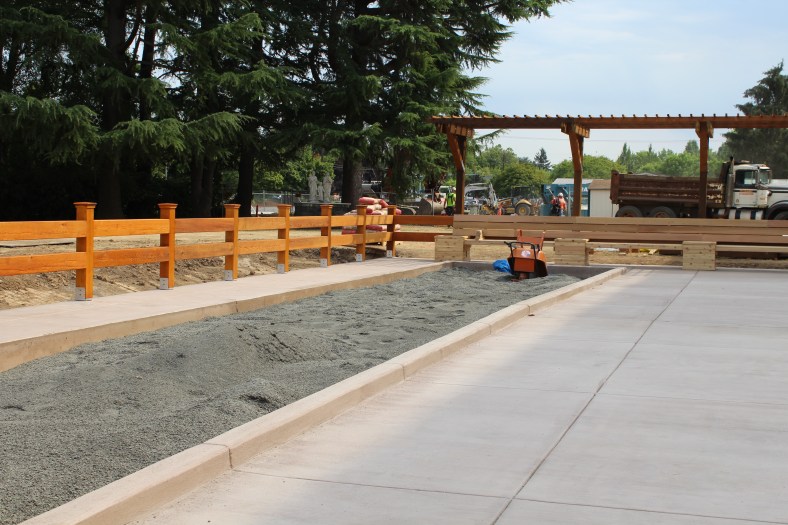 Bocce court and patio begins to take shape.