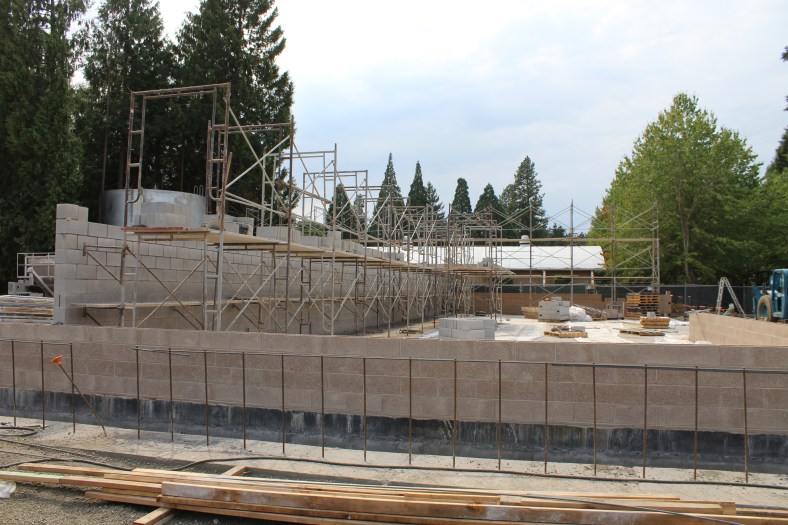 Walls begin to go up on the new maintenance facility.